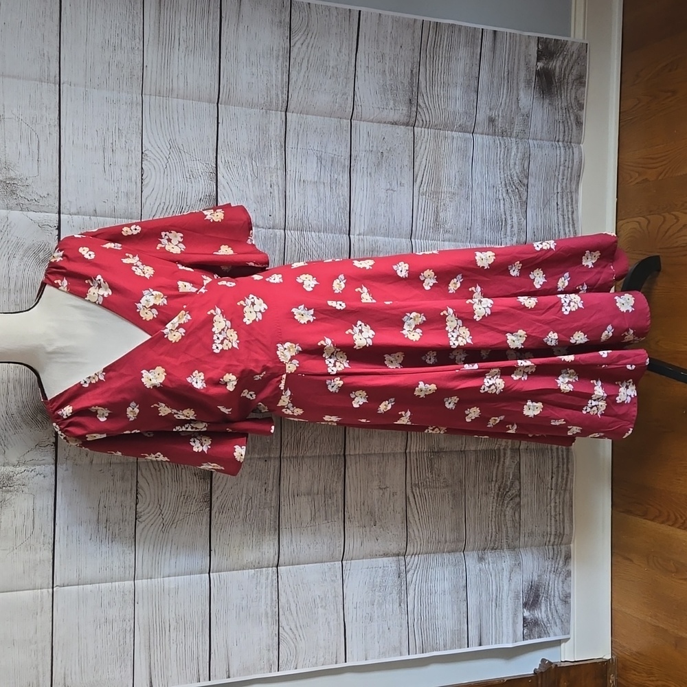 Wayward Fancies Maroon/Yellow Floral Dress, Women's Size Medium/Large